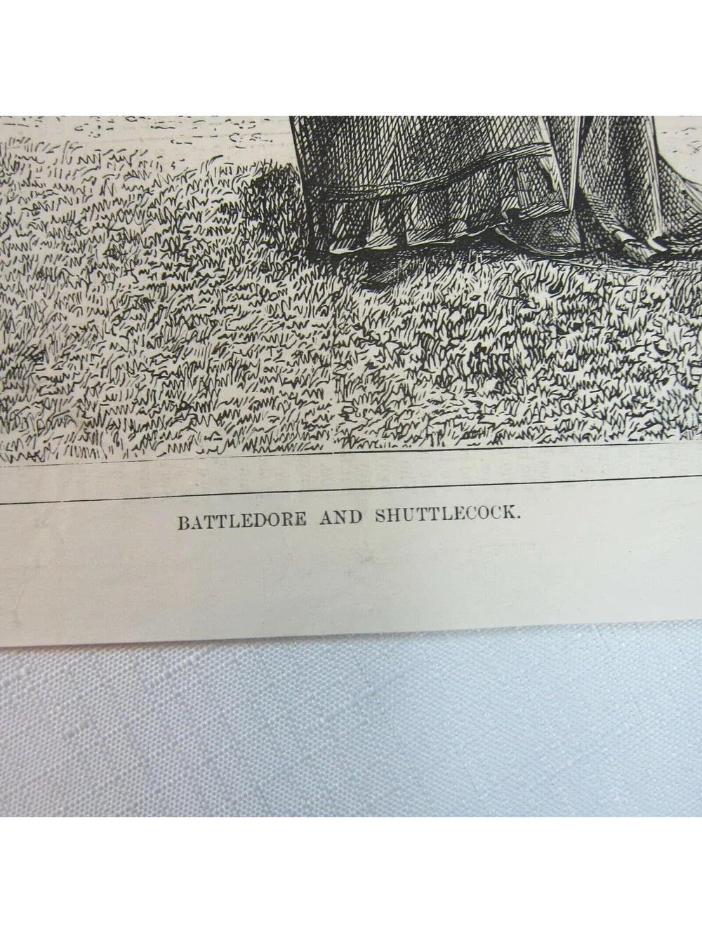 Antique 1871 Wood Engraving Print Battledore & Shuttlecock, Every Saturday Mag